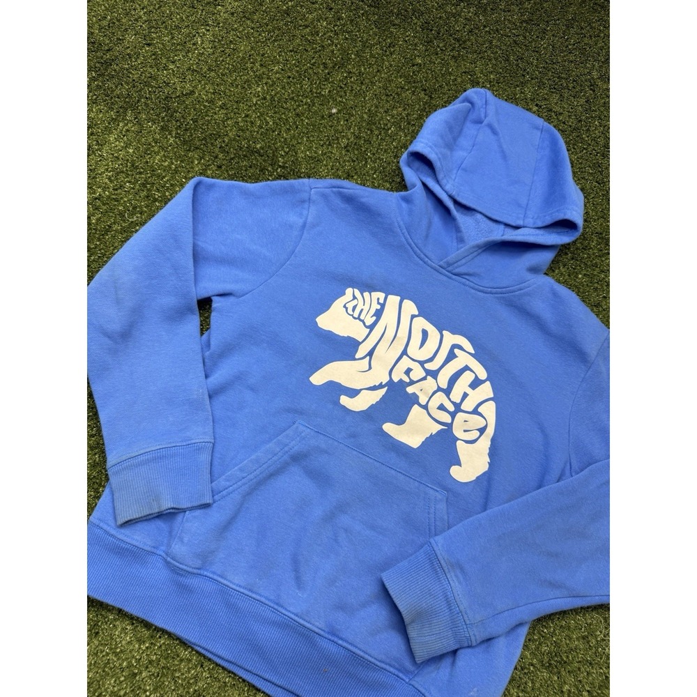 The North Face Boys' Camp Fleece Pullover Hoodie Blue Bear Logo Size  M